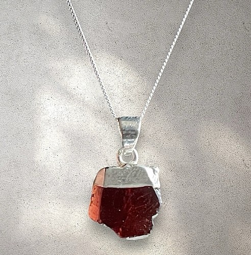 Garnet pendant raw genuine - raw,