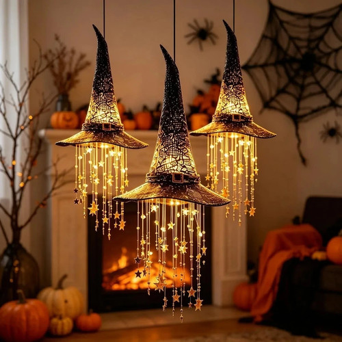 Lighted witch hat hanging - witch,