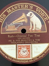 78rpm HMV B1666 Mr & Miss Brighten Trocadero Orch: Grenadier / Ruth 1923!