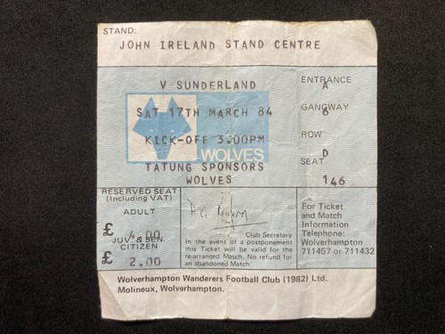 Wolves sunderland 1984 - sunderland,