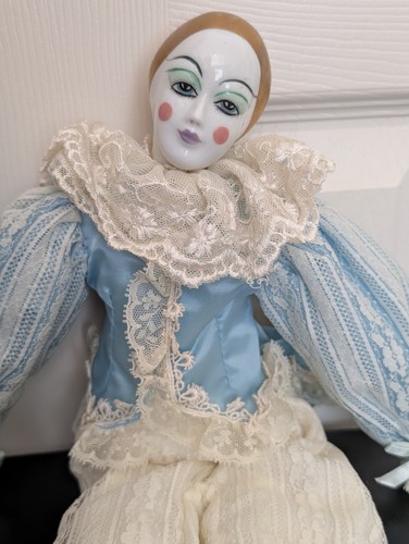 Harlequin porcelain clown - porcelain,