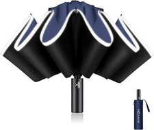 Reverse Umbrella Pro UPF 50+ Reflective Strip, Windproof, Travel, Automatic