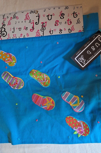 Embroidered beach shoe bag - embroidered,