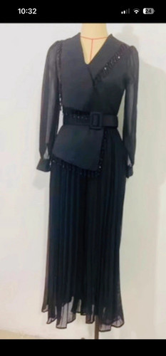 Women black chiffon piece - black, 2-piece