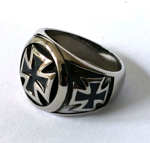 Men maltese iron cross ring - cross,