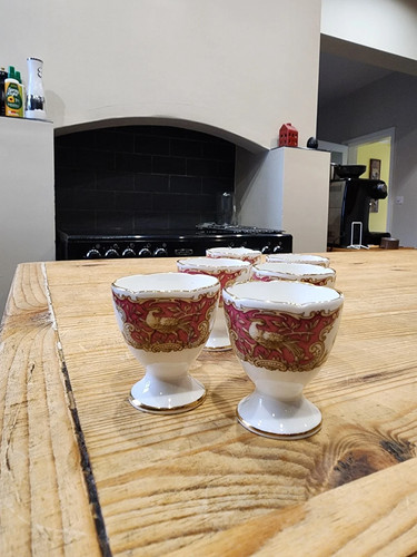 Coalport egg cups pink - x,