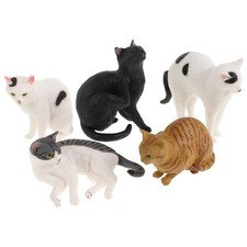 5Pcs Realistic Cat Figurines