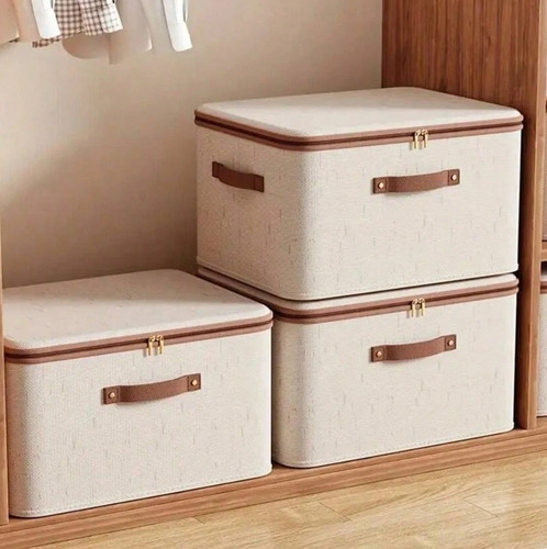 Large beige storage box with - large,