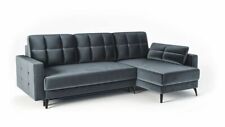 Corner Sofa Bed New with Storage Upholstered Back Blue Grey Green Pink AVIS