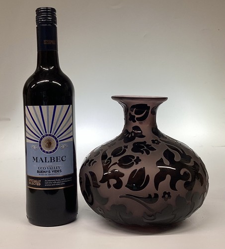 Cameo glass vase amethyst - glass,