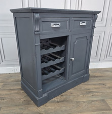 Country Style Painted Grey Wine Rack Cabinet / Sideboard - Drawers & Cupboard