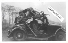 Vintage Photograph Mangled Wreck Crash Old Sports Car Sutton-in-Ashfield 1950's