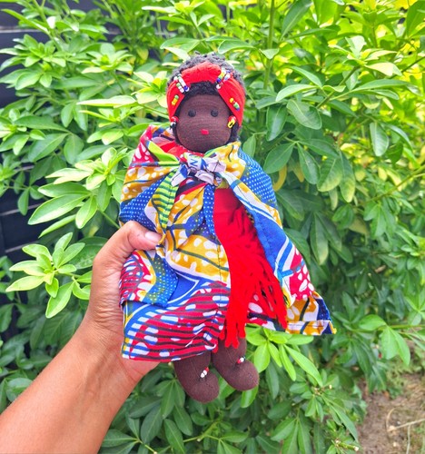 African cloth folk art doll