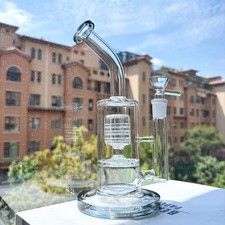 9" Glass Bong Matrix Perc Gray