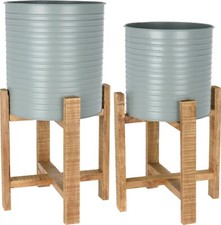 Set of 2 Raised Metal Planters