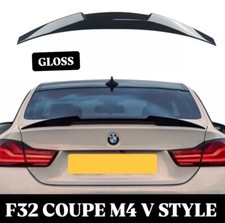 BMW 4 Series F32 - Gloss Black V M4 Style Rear Boot Spoiler Coupe ABS