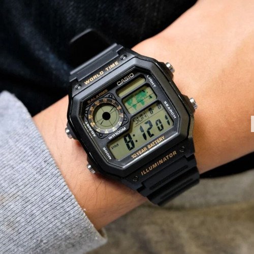 Casio 1200wh 1bv world time - ae-1200wh-1bv,