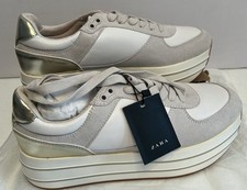 ZARA basic collection Cream/White/Metallic Wedge Womens Sz 9