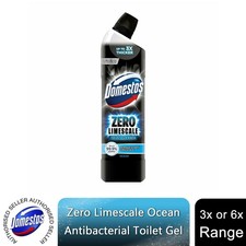 Domestos Zero Limescale Ocean Antibacterial Toilet Gel 750ml, 3 or 6 Pack