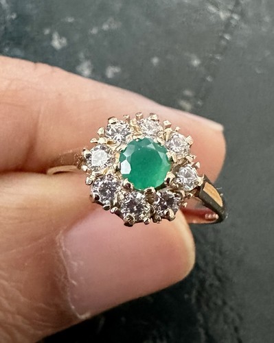 Vintage gold green - gold, cz