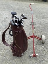 Vintage Hulk, Dunlop & Tour Model Golf Clubs in Wilson Bag & Globe Hopper Cart