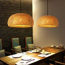 Natural Bamboo Lantern Pendant Lamp Hanging Light Lampshade Chandelier Lighting