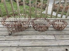 3 Antique Wire Baskets for Tier Metal Plant Display Stand Victorian Vintage