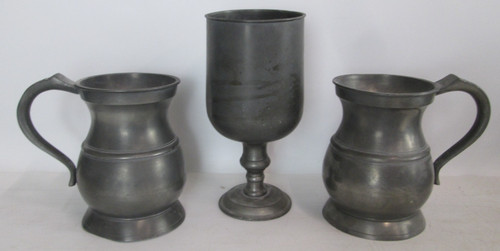 Vintage pewter tankards - tankards, &