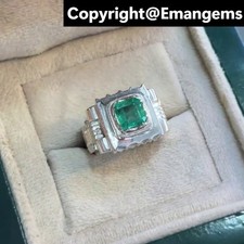 Xmas Gift Original Zambian Emerald Ring in 925 Sterling Silver - Xmas Emerald