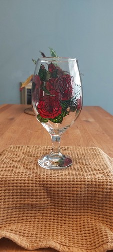 Large vintage hand painted - hand-painted, red