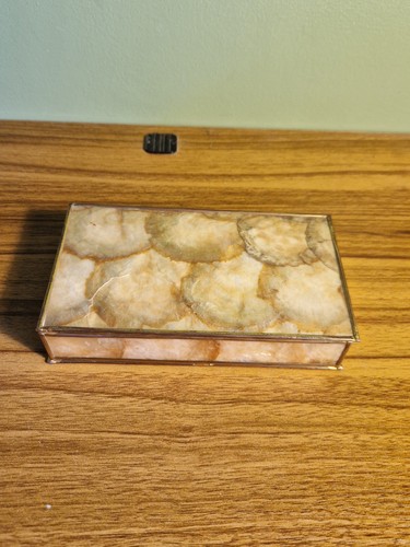 Vintage capiz shell brass - shell, &