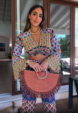 Zara Woven Fan Bag Wooden