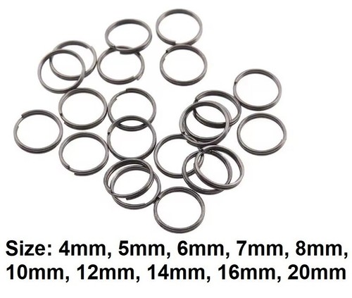 Gun black keyring split rings - black,