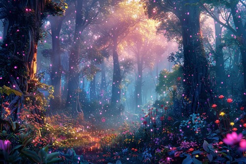 Mystical fairy woodland canvas - mystical,