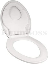 Off White, Quiet Close Elongated Toilet Seat with Built-in Potty Training Seat