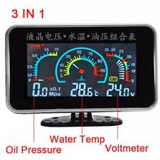 3 In1 Car LCD Digital Gauge Voltmeter Oil Pressure Water Temp 12V/24V 