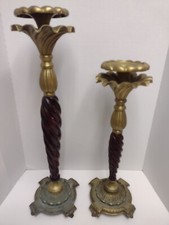 Vtg Fine Brass Candle Holders