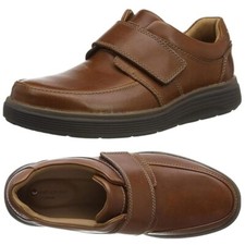 Clarks Un Abode Strap DARK TAN LEATHER Shoe CUSHION MAX Men WIDE-FIT UK-8.5 H