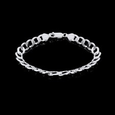 Heavy Italian 925 Sterling Silver Curb Chain Bracelet for Men, Women, Boys