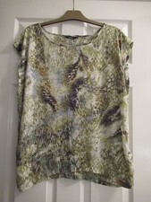 George - Abstract Print Soft Burnout Fabric Top with Gathered Detail - Size 18