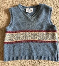 Boys Soft Blue Woollen Christmas Winter Sleeveless Jumper Age 1 Snowflake