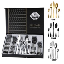30Pcs Stainless Steel Cutlery Set - Forks & Spoons Tableware Dinner Set Boxed UK