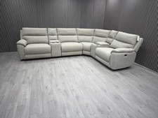 SCS LIVING PEYTON CORNER SOFA ELECTRIC RECLINER USB GREY FABRIC RRP £2499.99