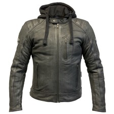 Frank Thomas Mustang Tumbled Leather Motorcycle Jacket Black