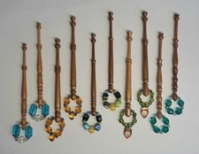 Vintage lace making bobbins, used but good condition, mixed materials.