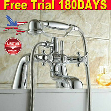 Victorian Bath Filler Shower Mixer Tap Handheld Bathroom Dual Cross Taps Chrome