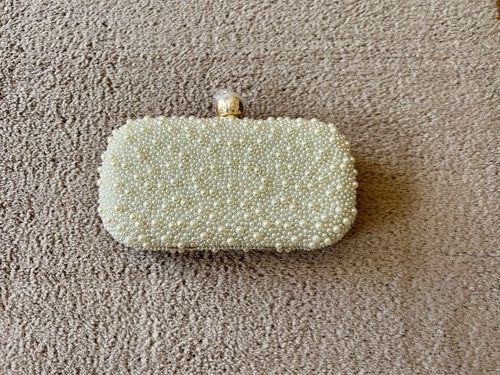 Ladies white pearl clutch - pearl, bag