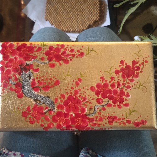 Gold red floral wood - floral,