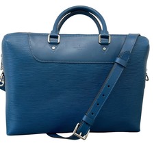 Louis Vuitton Men's Epi Porte Documents Briefcase Bag Blue