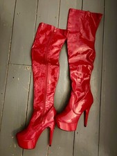 Red PVC Thigh High Platform